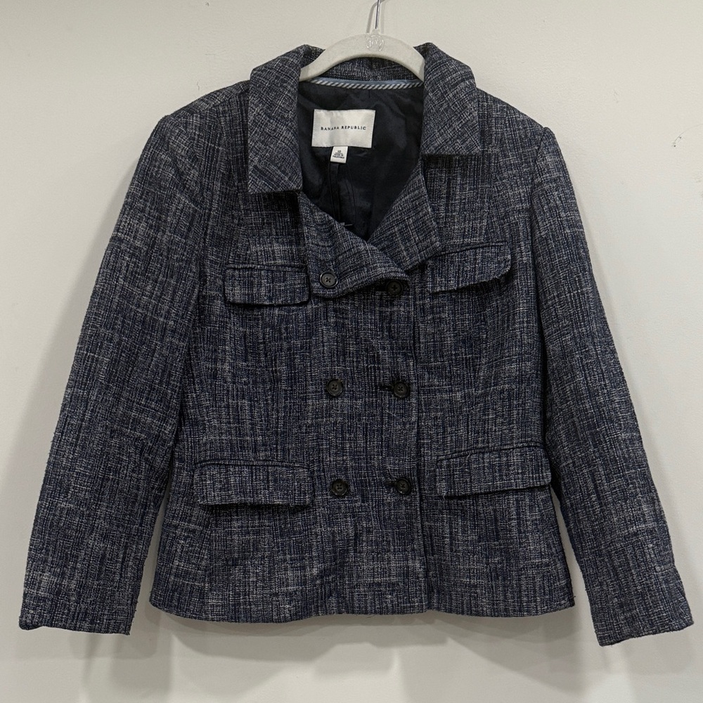 Banana Republic Charcoal Double-Breasted Blazer